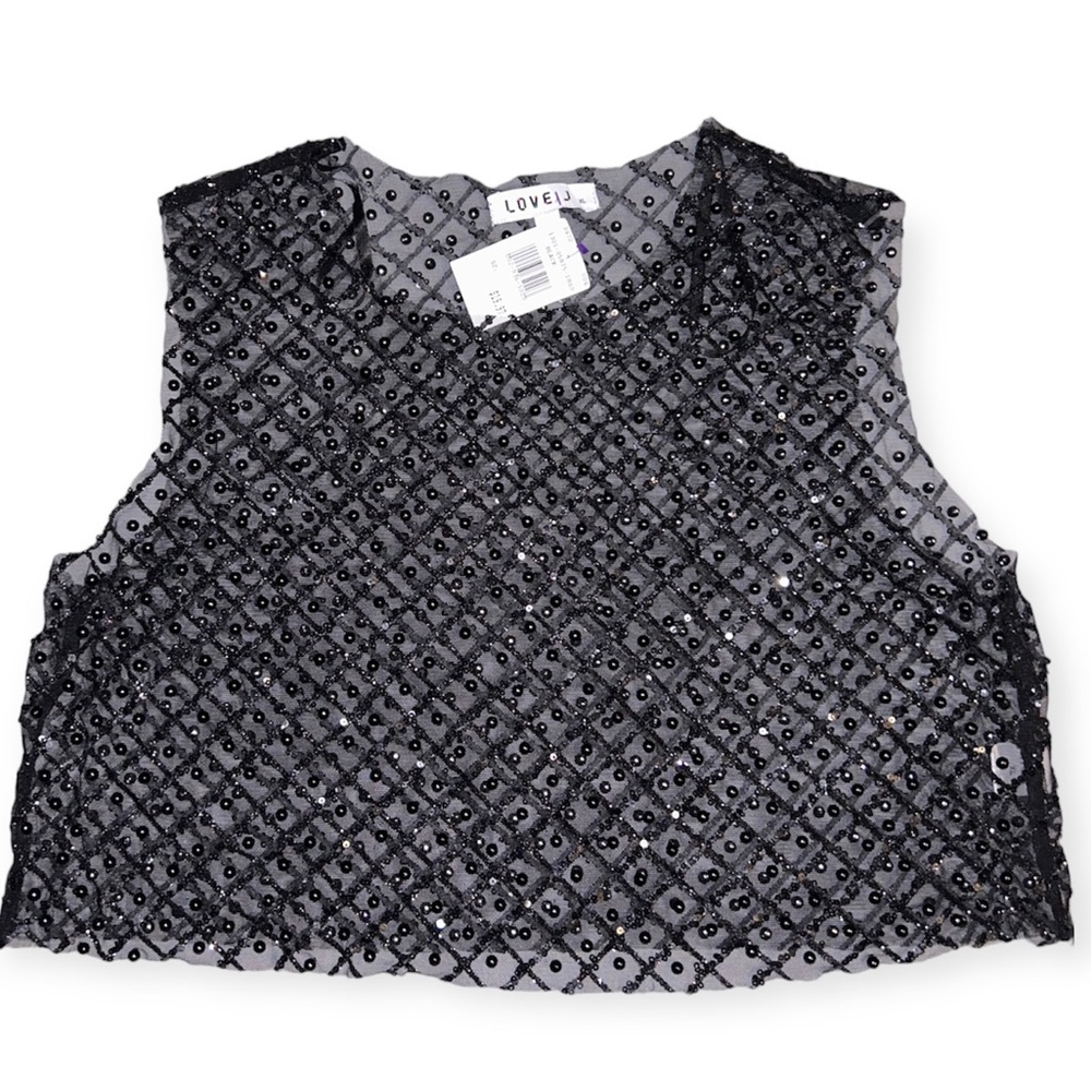 Mesh Sequin Crop Top